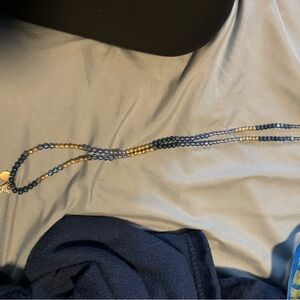 Gold and Navy Beaded Women's Necklace